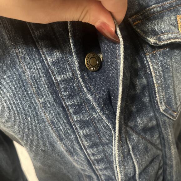 Ralph Lauren Vintage Denim Long Coat Button Front Small Collared - Picture 4 of 9